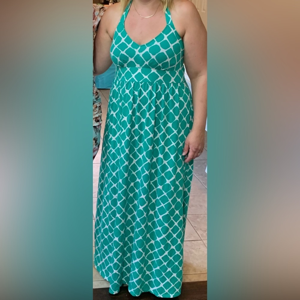 Loft Halter Giraffe Print Maxi dress large - Picture 2 of 11